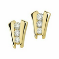 14K Yellow 1 1/8 CTW Three Stone Ladder Diamond Earrings